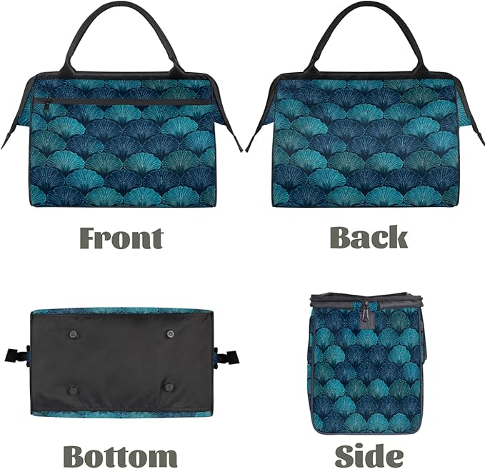 Overnight Weekender Bags for Women Men, Teal Blues Shells Waterproof Travel Carry On Duffel Bag, Lightweight Sports Gym Bag for Fitness, Workout, Travel
