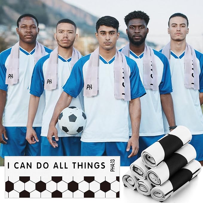 12 Pcs Bible Verse Soccer Cooling Towel I Can Do All Things for Neck and Face Microfiber Towel for Soccer Players Coach Family Friends Gifts Sport Supplies