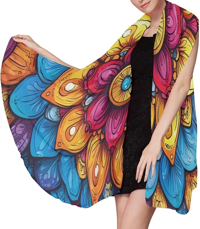Microfiber Beach Towel - 110x78 Inch Sand Free Quick Dry Towel for Travel, Swimming, Pool, Camping – Lightweight Fast Drying Towel Compact for Adults Size L, Colorful Mandala Flower Print