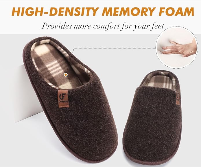 COFACE Unisex Mens Womens Cozy Memory Foam Scuff Slippers Casual Slip On Warm House Shoes Indoor/Outdoor Felt Sandal Slippers Size 4-15
