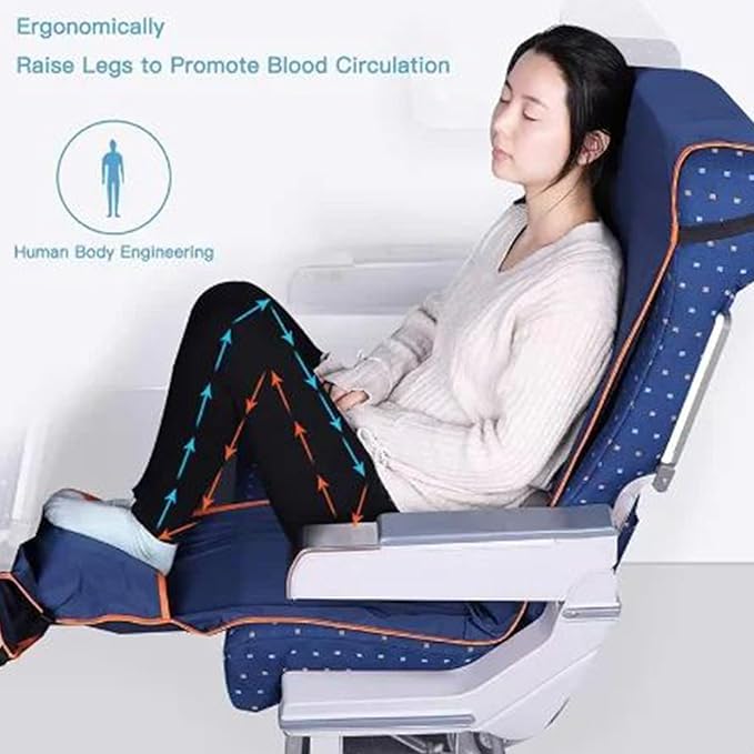 Leg Hammock Airplane, Travel Foot Rest, Comfortable Anti Slip Seat Extender, Portable Adjustable Hanging Bed for Adults Seniors, Compact Lightweight Travel Accessory, Easy Install Comfort