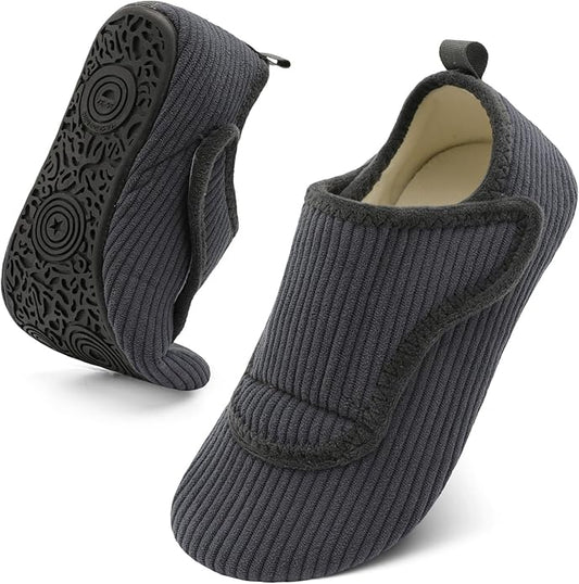 BARERUN Slippers for Women Men Wide House Diabetic Shoes for Women Men Warm Arthritis Edema Swollen Neuropathy Socks Slip on Adjustable Fuzzy Comfy Soft Womens Mens Bedroom Sliipers