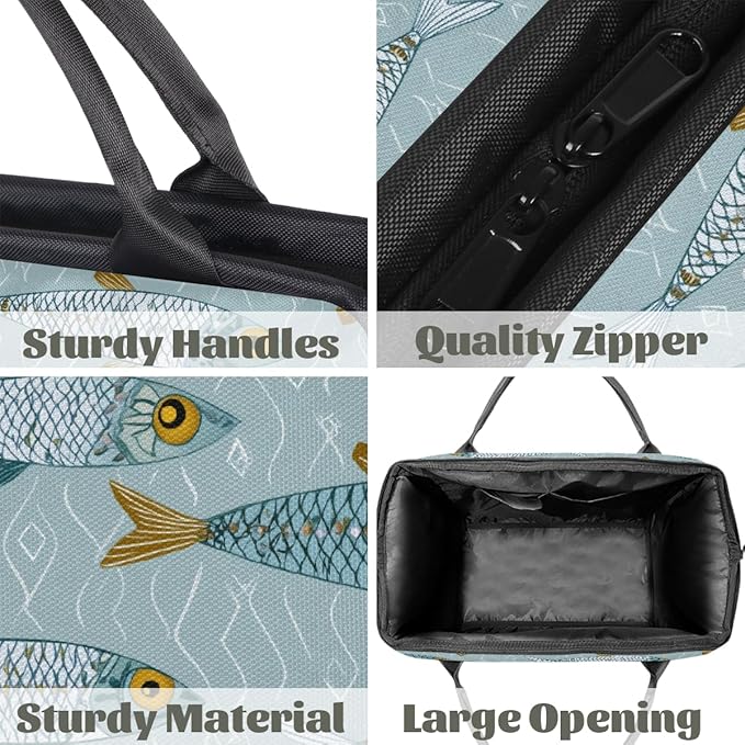 Gym Bag for Women Men, Cute Fish Pattern Sports Duffel Bags, Waterproof Travel Weekender Overnight Carry On Tote Bags for Travel Sports