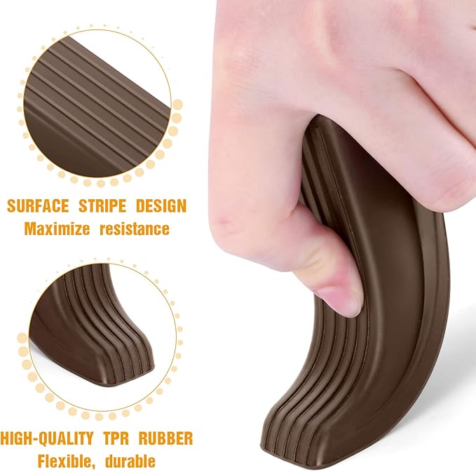 Crosize Door Stoppers for Bottom of Door, Premium Rubber Door Stops, Sturdy Door Wedge for Carpet, Tile, Concrete, Wood, Door Holder for Heavy Duty Door (Brown, 1 Pack)