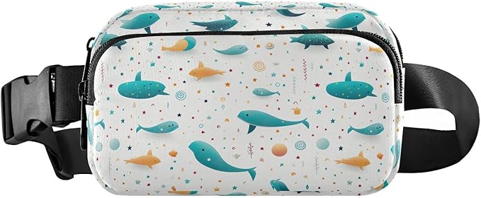 Cute Dolphin Fanny Pack for Women Men Water Resistant Fashion Waist Packs with Adjustable Strap Belt Bag for Travel Workout Jogging Hiking 21219827