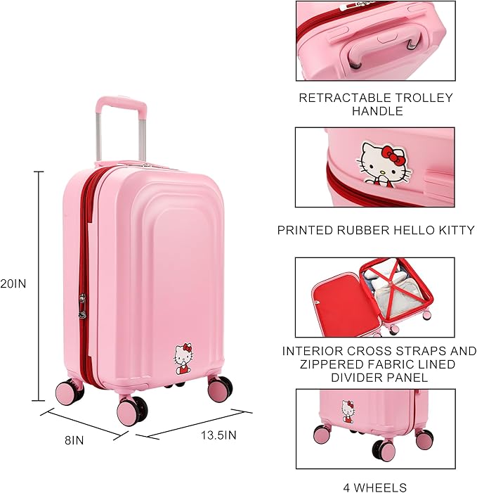 Bioworld Hello Kitty Favorite Character 22" Hardside Molded Luggage