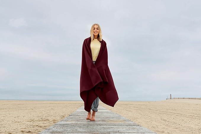 MV Sport Lightweight Sweatshirt Blanket Throw – Warm & Cozy, Breathable Oversized Fleece Knit, Couch, Bed, Travel, Cold Nights, and Outdoors – Soft Light Weight Blanket 54" x 84" Crimson