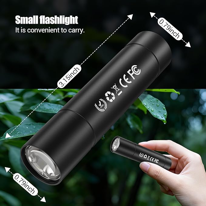 Rechargeable Flashlights High Lumens 100000 with Side Light - 2 Pack, Super Bright 30W LED, Dual Source Light Buttons, Long Lasting 15H, Quick USB C Charge, Handheld 6.81” Length, for Hiking Home Gift