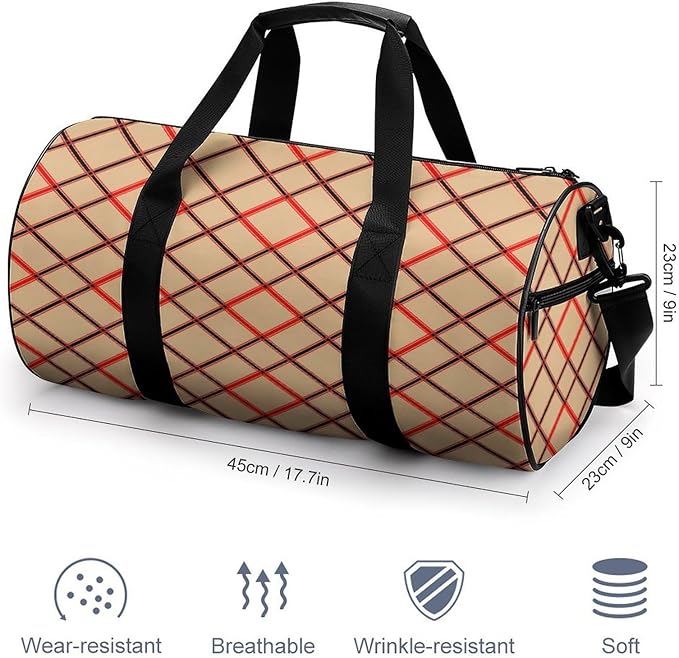 Large Capacity Carry On Weekender Overnight Bag Black Red Beige And White Plaid Tartan Beach Swim Bags Men Women Duffle Bag for Travel, Sports