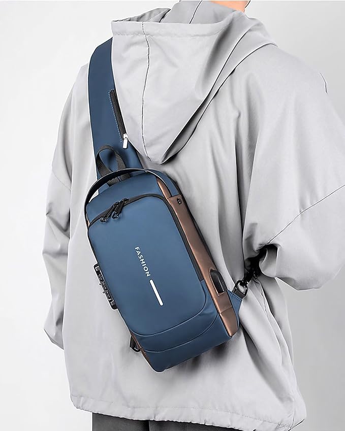 Sling Bag for Men Women, Anti-theft Crossbody Bags with USB Charging Port Waterproof Crossbody Sling Backpack Shoulder Bag for Hiking Cycling Running Travel