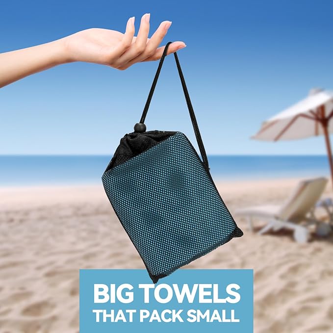 Microfiber Towel for Travel, Camping, Hiking, Backpacking, Shower – Quick Dry, Ultra Compact, Lightweight & Super Absorbent(Blue,51x27 in)