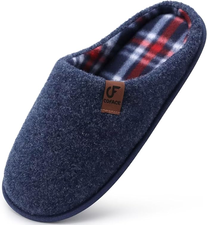 COFACE Unisex Mens Womens Cozy Memory Foam Scuff Slippers Casual Slip On Warm House Shoes Indoor/Outdoor Felt Sandal Slippers Size 4-15