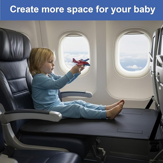 Toddler Airplane Bed | Kids Airplane seat Extender | Easy to Install for ariplane, Train, Cars | Kids Airplane Travel Essentials | Foot Rest Cushion (Without Foot Pads)