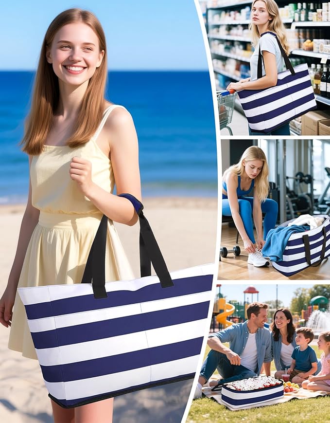 Beach Bag with Cooler, 54L Large Waterproof Sandproof Travel Tote Bag, Duffel Weekender Bag for Packing/Travel/Gym