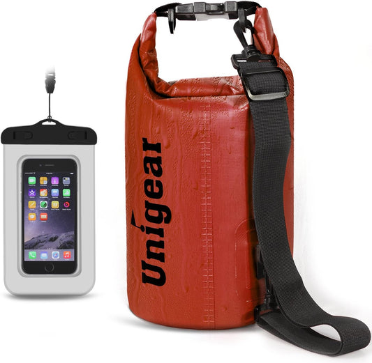 Unigear Dry Bag Waterproof, 2L/5L/10L/20L/30L/40L Floating and Lightweight Bags for Kayaking, Boating, Fishing, Swimming and Camping with Waterproof Phone Case