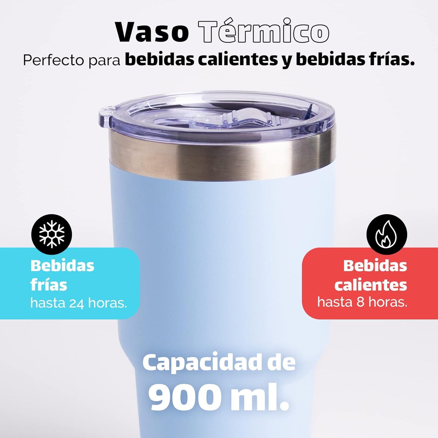 NORDAY | Tumbler with Lid - 30oz - Sky Insulated Tumbler - Stainless Steel Tumblers - Double Wall Vacuum Insulated Travel Coffee Mug for Car Cup Holder - Keeps Temperature for 24hr - Anti Spill Lid