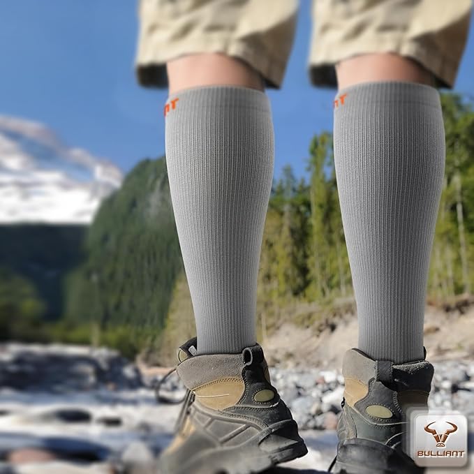 BULLIANT Men Compression Socks 3Pairs-Knee High Socks 15-20 Pressure Unise- Cushioned Sole Extra Wicking