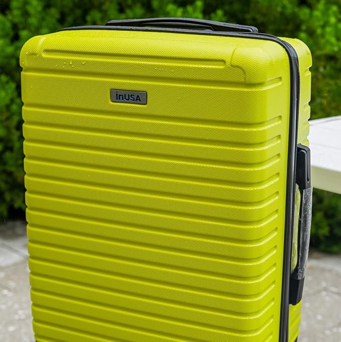 InUSA DEEP Luggage with GEL Handle | Spacious Traveling Suitcases, Travel Suitcase with Dual Spinner Wheels and Studs | 24 Inch Medium Hardside Luggage | Green