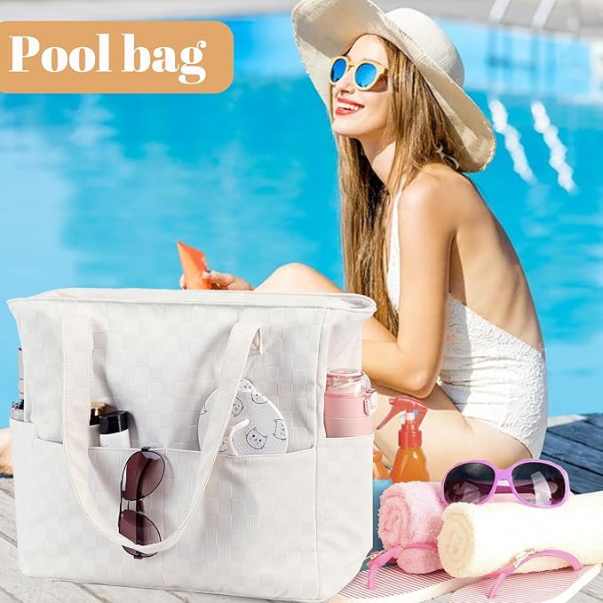 LEDAOU Beach Bag Waterproof Sandproof Women Beach Tote Pool Bag with Zipper for Swim Gym Grocery Travel with Wet Pocket | Sandproof, with Zipper, for Gym, Grocery, Travel, with Wet Pocket