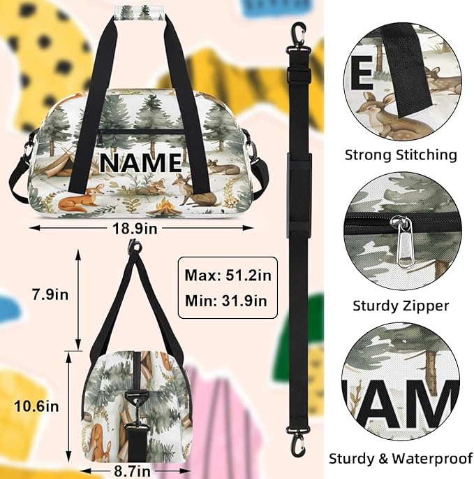 Squirrels Mini Gym Bag 18 inch for Women Men Waterproof Custom Forest Animals Travel Duffel Bag Carry On Overnight Tote Nurse Bag for Work Fitness Hiking