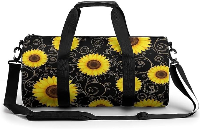Basketball Football Weekender Bag Floral Sunflower (31) Carry on Beach Yoga Overnight Luggage Bag Sports Gym Bags for Men Women