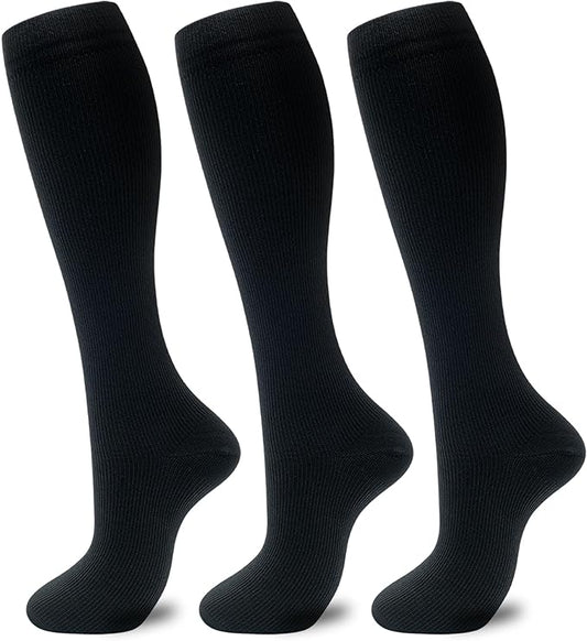 fenglaoda 3 Pairs Compression Socks for Women & Men Knee High Nurse Pregnant Cute Medical Running Travel Athletic