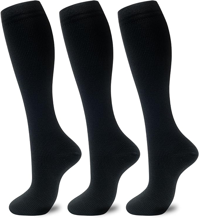 fenglaoda 3 Pairs Compression Socks for Women & Men Knee High Nurse Pregnant Cute Medical Running Travel Athletic