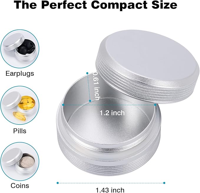 Premium Keychain Case – Small Metal Travel Pill Box, Waterproof Pill Container Pill Holder, Portable Medicine Pill Organizer for Earplugs, Jewelry, Compatible with Loop, Vibes & Eargasm