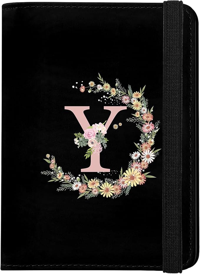 Cute Passport Holder and Holder Combo Passport Cover with RFID Blocking Women Men Compatible Wallet Credit Card Protector (Black-Y)