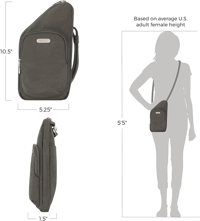 Travelon: Essentials - Anti-Theft - Compact Crossbody Bag - Smoke