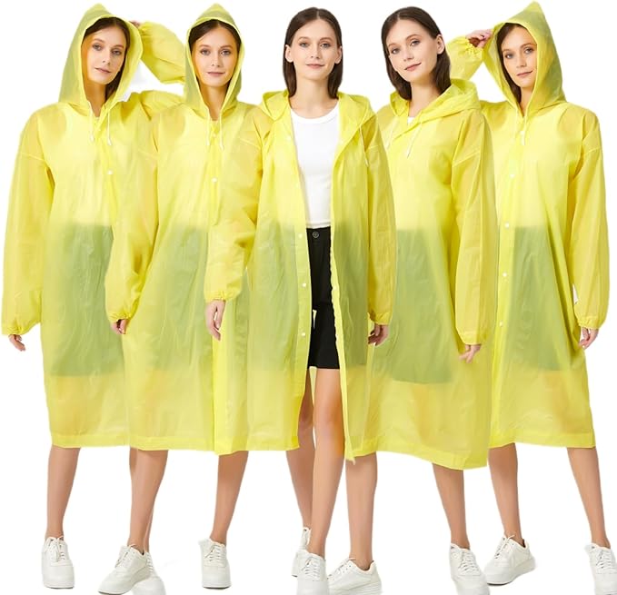 Eva Rain Ponchos for Adults, 2 Pack Reusable Raincoat for Women and Men, Lightweight Rainwear Rain Jackets with Hood