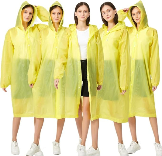 Eva Rain Ponchos for Adults, 2 Pack Reusable Raincoat for Women and Men, Lightweight Rainwear Rain Jackets with Hood