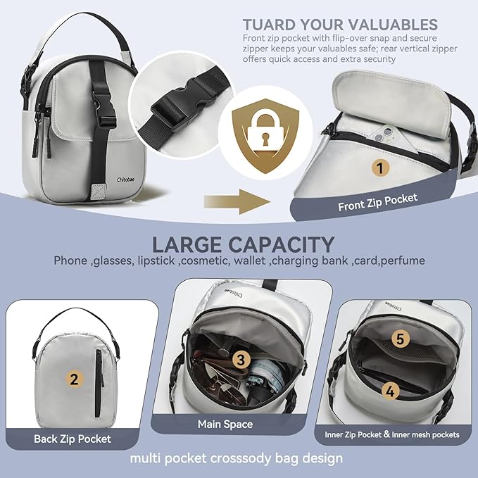chitobae Lightweight Crossbody Bags for Women,Waterproof Anti-thief Handbags,Shoulder Purse for Travel Shopping