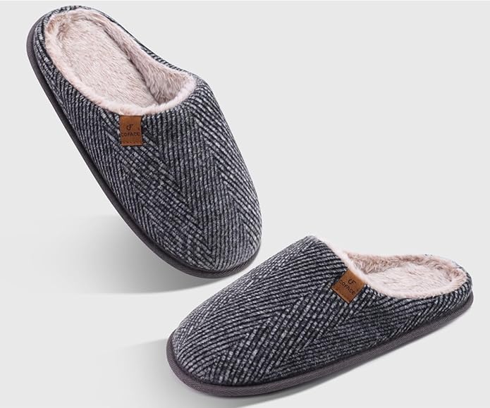 COFACE Mens Cozy Memory Foam Scuff Slippers Casual Slip On Warm House Shoes Indoor/Outdoor Sandal Slippers With Arch Support Rubber Sole Size 7-15