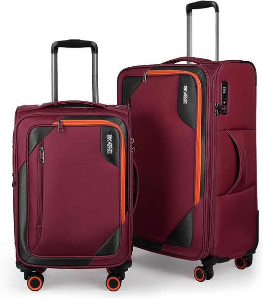 2-Piece Set (22in/28)Softside Expandable 20% Luggage w/Spinner Wheels,Front Opening Softside Luggage Sets w/TSA LOCK,Lightweight Durable Rolling Luggage for Men/Women（Burgundy,22in/28in）