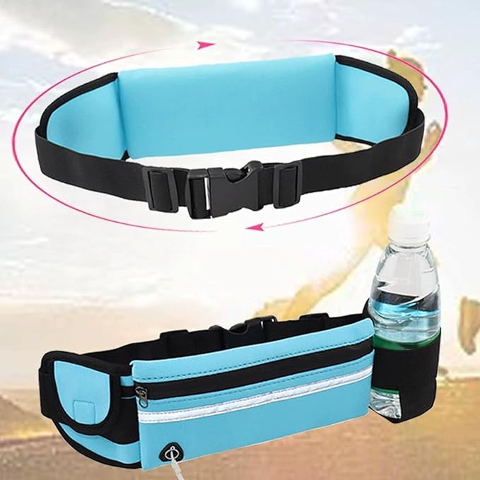 Anti-Theft Invisible Waist Bag, Money Belt for Travel with Hidden Compartment, Waterproof Slim Waist Pack for Phone Passport Cash, Running Cycling Hiking Fitness Security Belt Bag (Green+Orange)