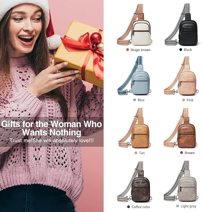 Sling Bag For Women Faux Leather Small Casual Daypack Backpack Fanny Pack Crossbody Chest Bags Purse