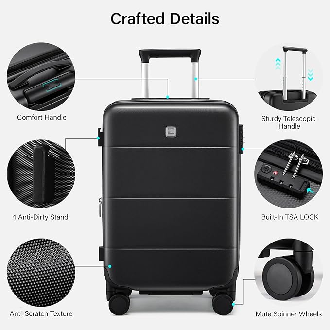 Hanke Expandable 28 Inch Luggage with Spinner Wheels, Hardside Large Suitcase, All-PC Hard Shell Checked Luggage, TSA Lock, Durable Checked-Large (Jet Black, 114L)
