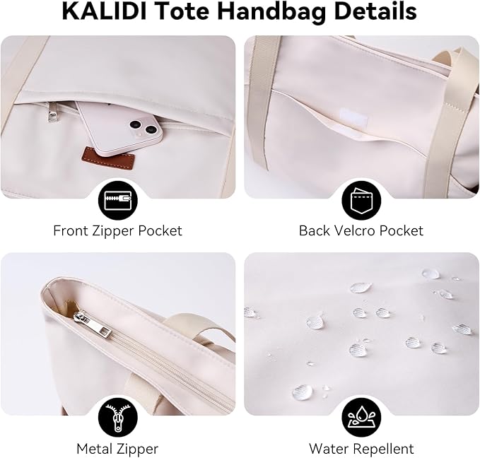 Handbags for Women Large Capacity Tote Bag with Zipper and Multi-Pockets Lightweight Waterproof Nylon Shoulder Bag