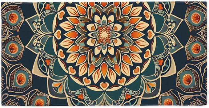 Ethnic Florals Mandala Beach Towel, Large Microfiber Quick Dry Lightweight Pool Bath Towels Sand Free Beach Blanket for Summer Cruise Yoga Camping Travel Vacation Essentials 31 x 61 in