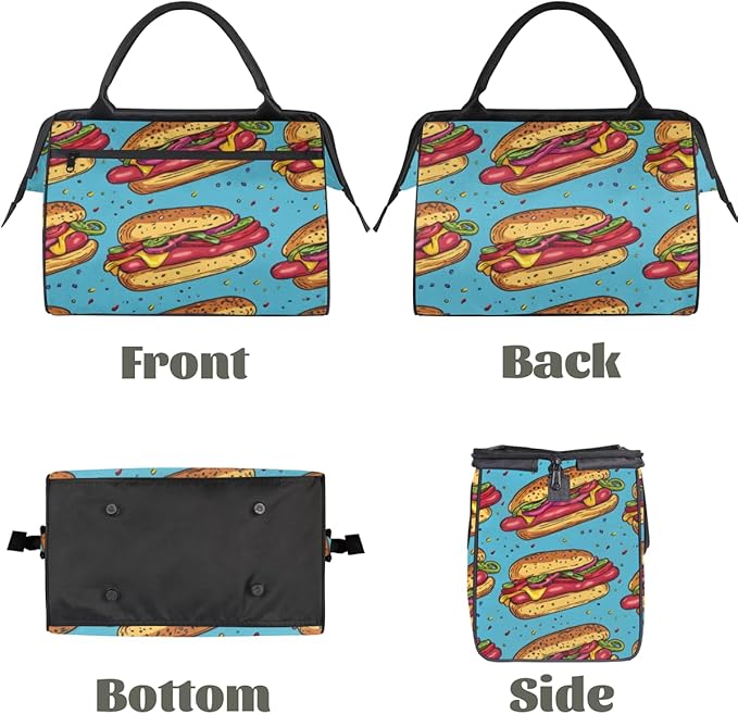 Hot Dog Print Overnight Weekender Bag for Women Men Travel Duffel Bags Waterproof Luggage Carry on Sports Yoga Gym Bag