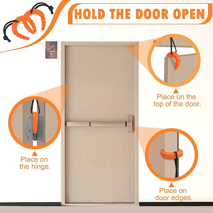 Crosize 8 Pack First Responder Door Stops, Door Jam for Law Enforcement, Police, Emergency Medical Services, Orange Door Stoppers Wedge