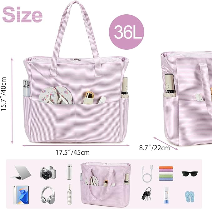 Bluboon Waterproof Beach Tote Pool Bags for Women Ladies Extra Large Carry On Bag With Wet Compartment for Weekender Travel