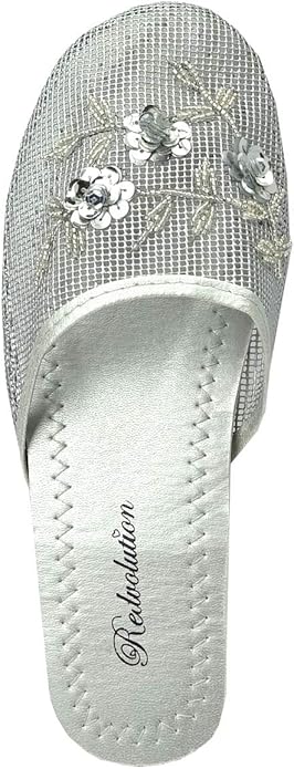 REDVOLUTION Women's Chinese Mesh Slipper Floral Flip Flop Sandals | 1313