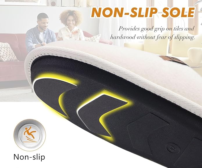 COFACE Mens Cozy Memory Foam Scuff Slippers Casual Slip On Warm House Shoes Indoor/Outdoor Sandal Slippers With Arch Support Rubber Sole Size 7-15