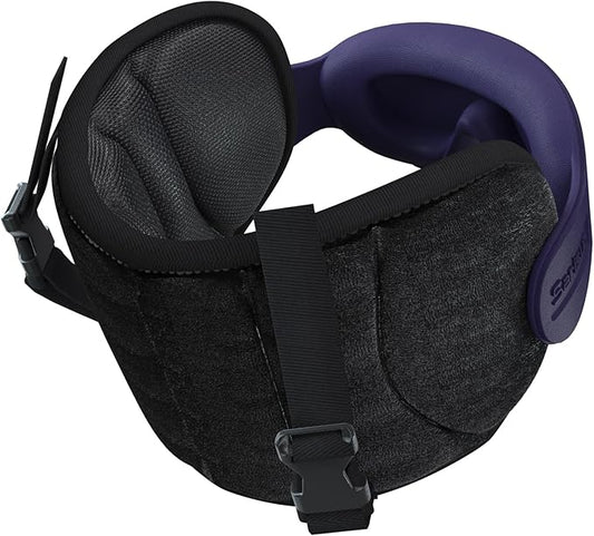 Travel Pillows for Airplanes, Airplane Pillow with Purple Sleep Eye Mask, 360° Neck Support Headrest, Portable Airplane Travel Essentials, Airplane Head Strap for Long Flight, Stop Bobblehead