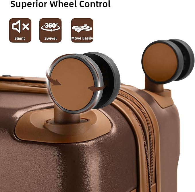 LARVENDER Luggage Sets 3 Piece Expandable Carry on Luggage 22x14x9 Airline Approved Hardshell Suitcase with Wheels TSA Lock, Lightweight Suitcase Set for Women with Travel Backpack, Maple