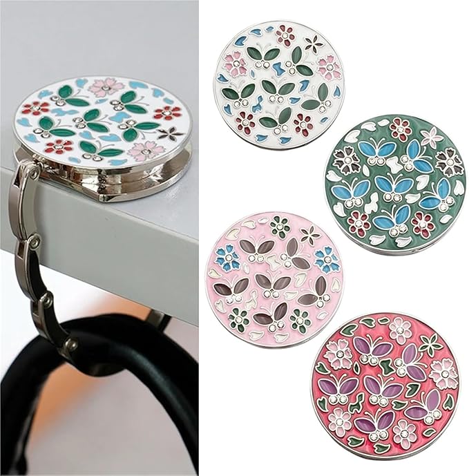 Foldable Handbag Hanger Fashion Portable Folding Purse Table Hook Holder(White)