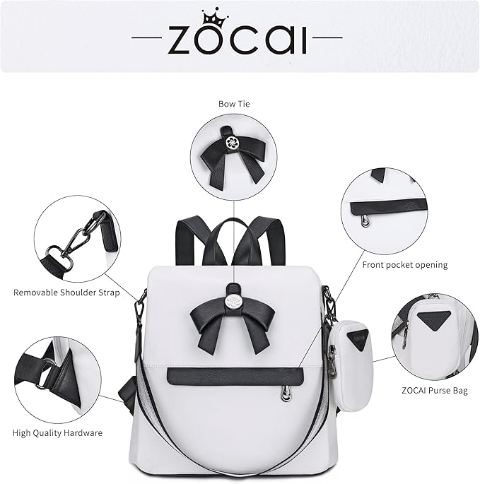 ZOCAI Backpack Purse for Women Fashion Backpack Purses PU Leather Daypacks Anti-Theft Shoulder Bag Satchel Purse