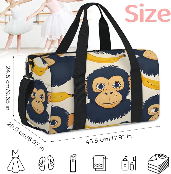 Monkey Travel Duffle Bag for Women Men, Overnight Weekender Bag, Carry on Tote for Sport Gym